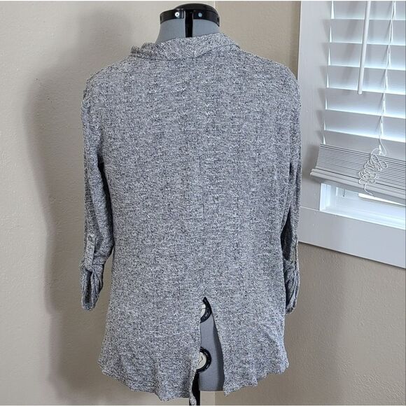 Lee Asymmetric Cardigan Size Large RollTab Sleeves Gray - Picture 4 of 7